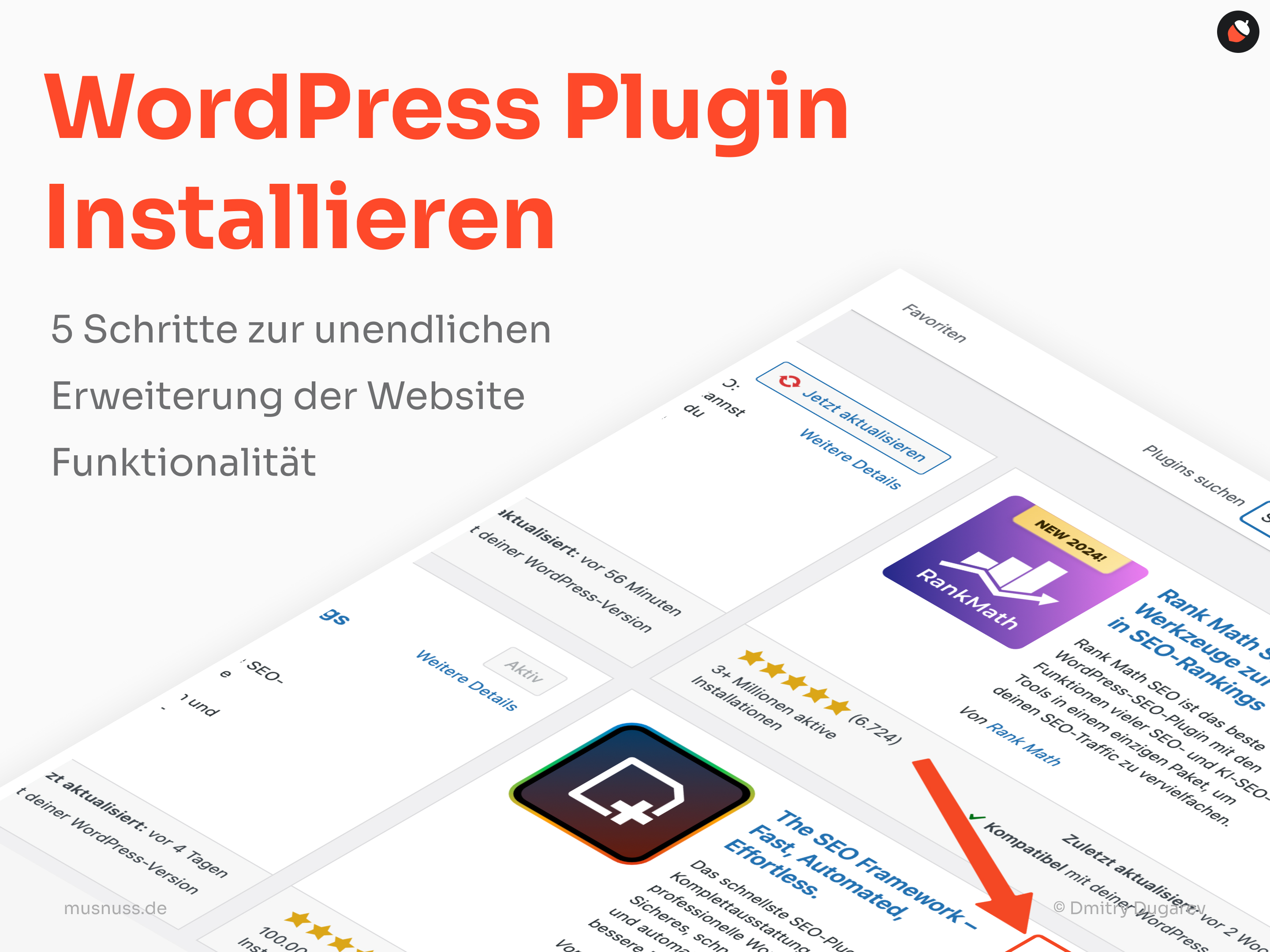 Cover-Bild für eine Anleitung zur Installation von WordPress-Plugins mit dem Titel: 'WordPress Plugin Installieren – 5 Schritte zur unendlichen Erweiterung der Website-Funktionalität'.